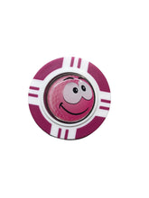 Load image into Gallery viewer, Vegas Poker Chip Golf Ball Marker. Pink Laugh, Wink, Smile, Crazy or Angry.
