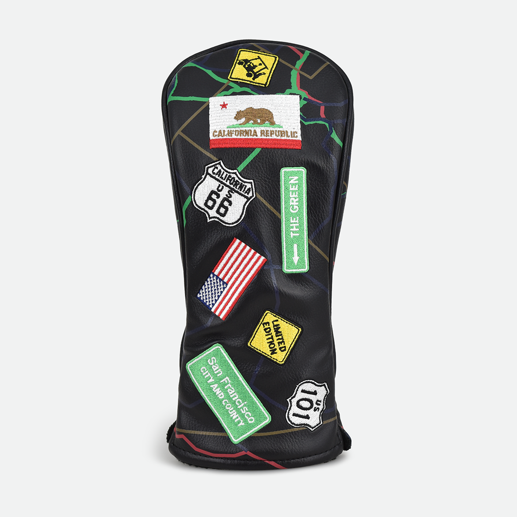 PRG Originals Route 66 Black Design Golf Hybrid or Rescue Wood Headcover.