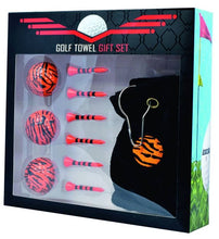 Load image into Gallery viewer, Longridge Tiger Golf Gift Set. 3 Golf Balls, 5 Tees and a Tiger Crested Towel.
