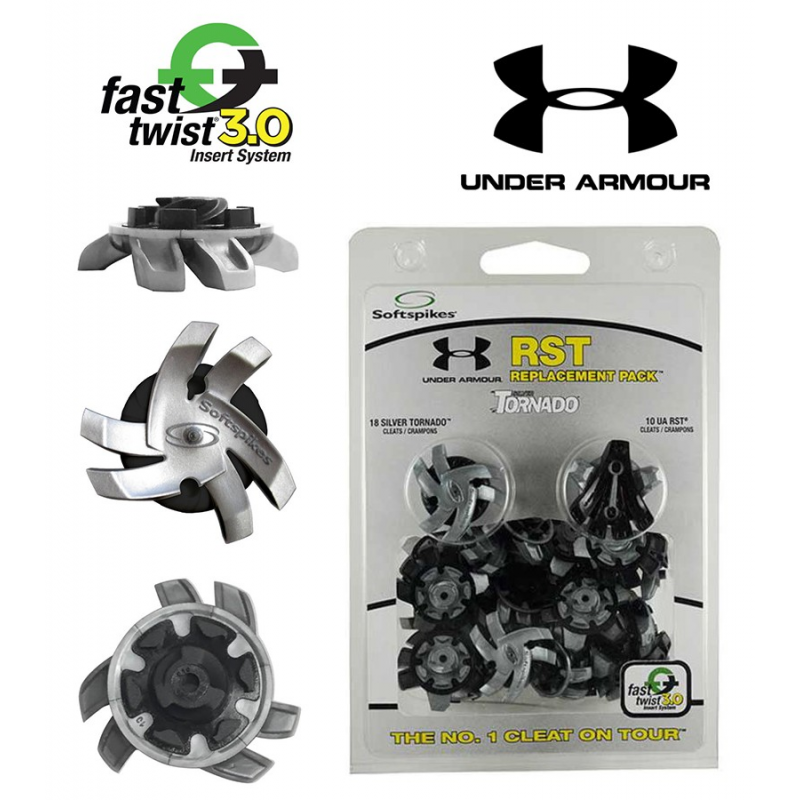 Under Armour 18 Silver Tornado Fast Twist 3 Cleats + 10 UA RST Cleats.