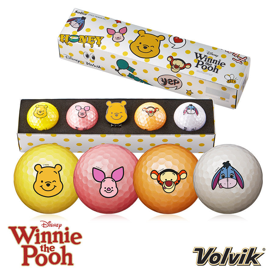 Volvik Solace Disney Packs. Winnie the Pooh Golf Balls and Hat Clip