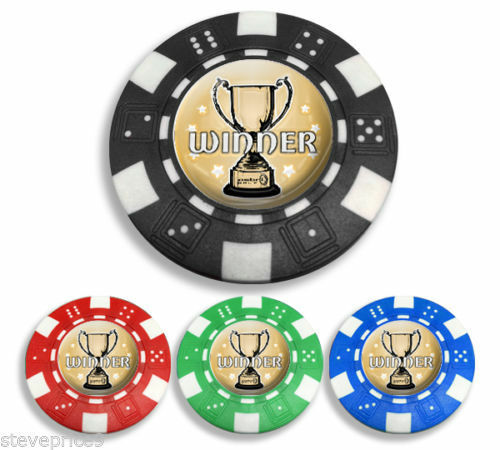 Winner Crested Black Poker Chip Golf Ball Marker