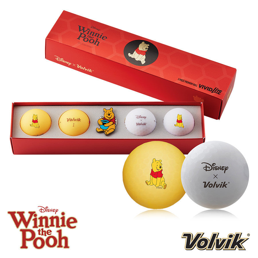 Volvik Vivid Lite Disney Packs. Winnie the Pooh Golf Balls and Hat Clip