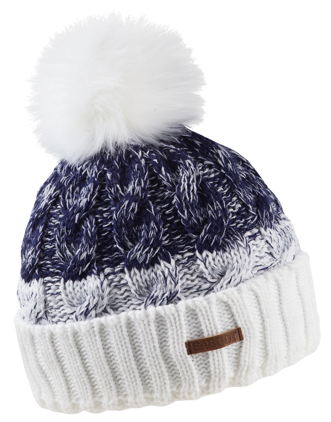 Sabbot Ladies Winter Fleece Lined Beanie Hat. Zusana. White / Navy.