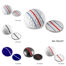 Load image into Gallery viewer, On Point 3D Golf Ball Marker. 3 Rail, Smooth or Dimpled.
