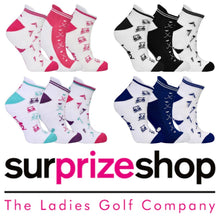 Load image into Gallery viewer, Surprizeshop Ladies Pack of 3 Golf Socks. Various Colours.
